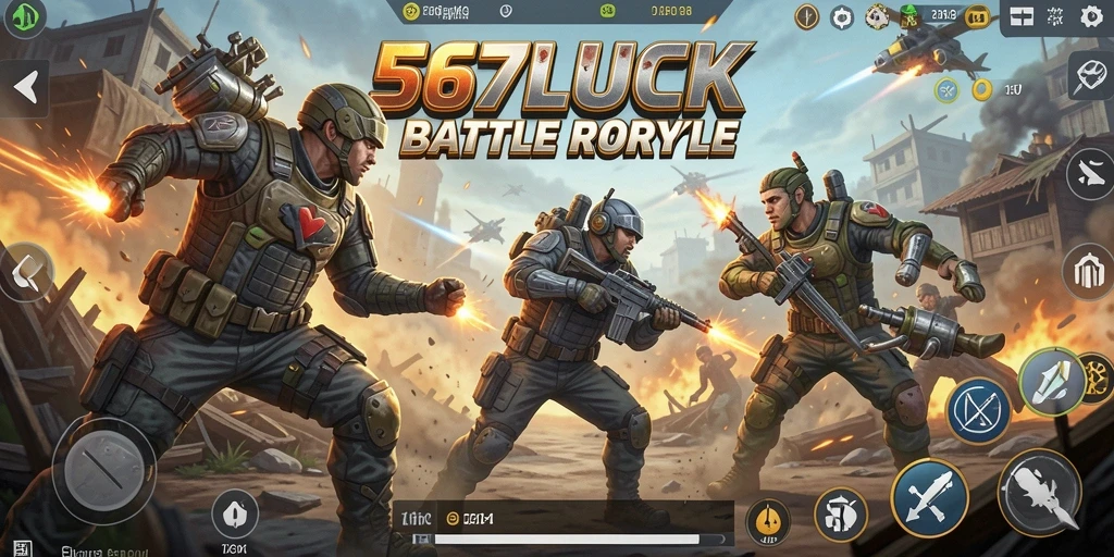 Tangkapan layar 567LUCK menampilkan gameplay yang mendebarkan dalam pertempuran Battle Royale.