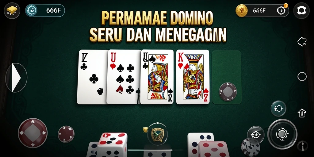 Tampilan gameplay seru dari aplikasi 666F dengan aksi permainan domino.