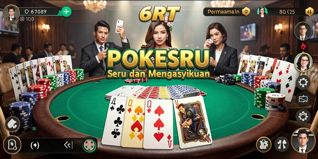 Screenshot 6RT menampilkan aksi seru permainan poker.