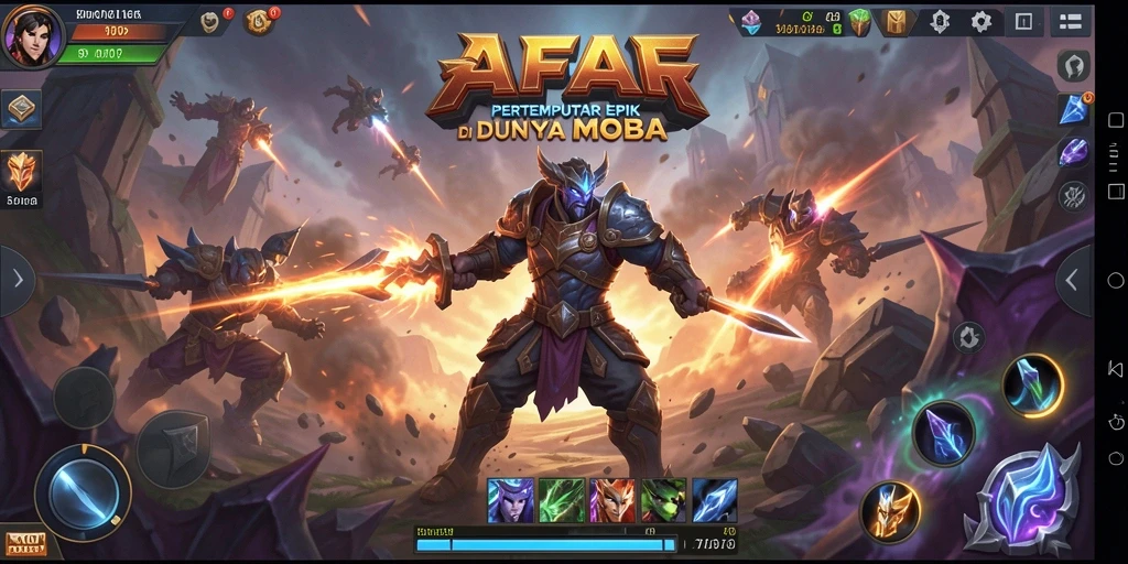 Tangkapan layar dari gameplay epik AFAF yang menggambarkan pertarungan antar tim.