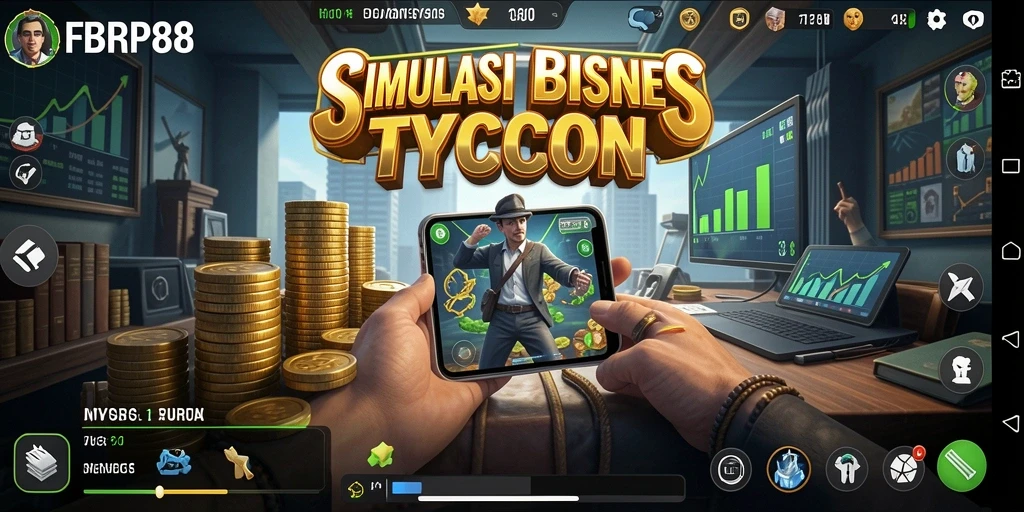 Tangkapan layar dari gameplay FBRP88 menampilkan manajemen bisnis yang seru.