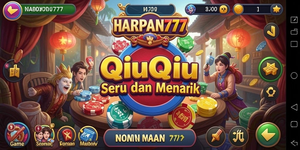 Tampilan gameplay seru saat bermain QiuQiu di HARAPAN777.