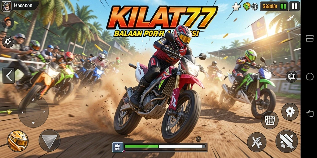 Tampilan gameplay KILAT77 saat balapan motor yang mendebarkan.