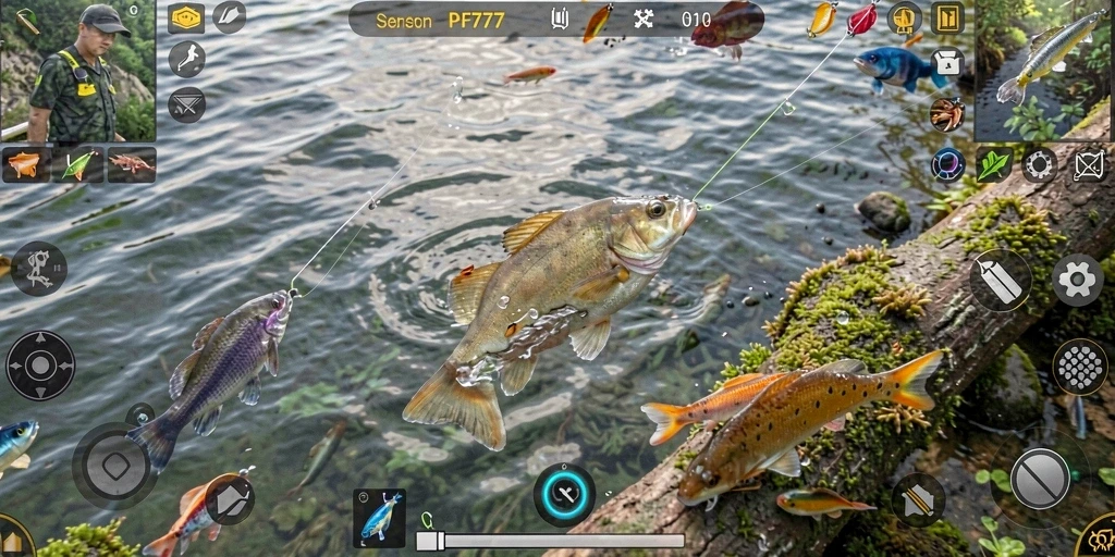 Tampilan gameplay PF777 yang menakjubkan dengan aksi memancing seru.
