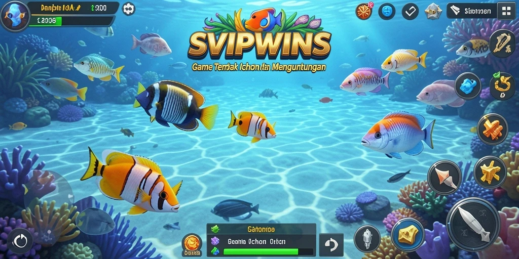 Screenshot gameplay SVIPWINS dengan aksi menembak ikan yang seru.